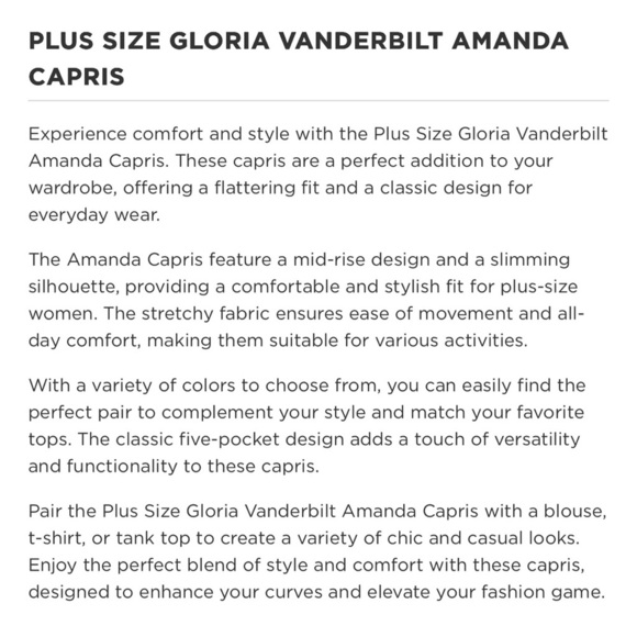 Gloria Vanderbilt Rose Stretch Capris - Picture 6 of 6